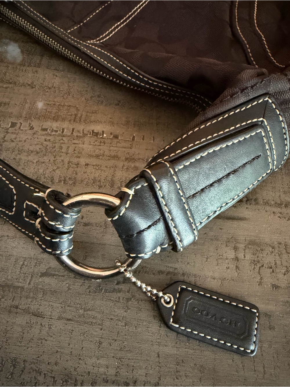 Coach VTG Y2K SoHo Signature Half Moon Hobo Canvas & Black Leather Shoulder Bag - Picture 7 of 11